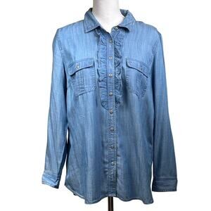 Talbots blue chambray top, country, western, southwestern, festival, Americana